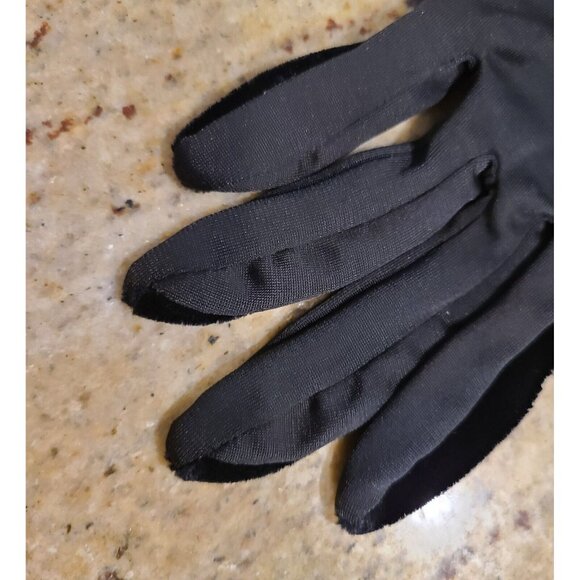Vintage Size XS-S Black Velvet Stretch Formal 8.5" Gloves *hole - Picture 7 of 13